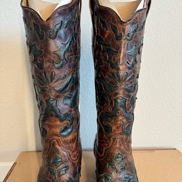 Corral Vintage Brown Western Boots - Unique Inlays - Size 7M Leather - Picture 3 of 12